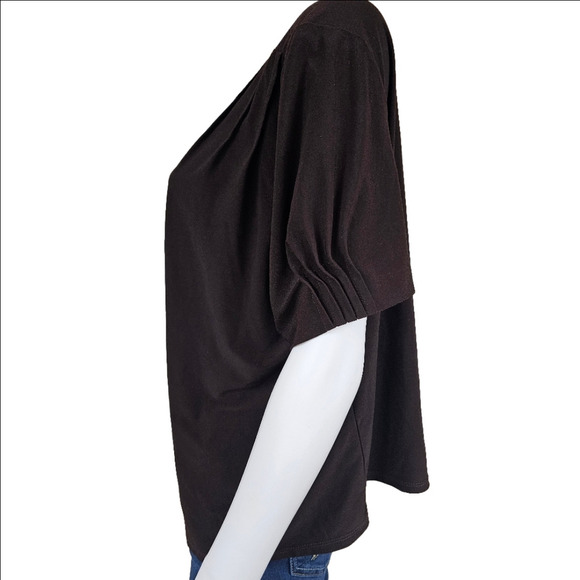 Perceptions New York Short Ruched Sleeves Open Front Cardigan Size 16 - Picture 3 of 10